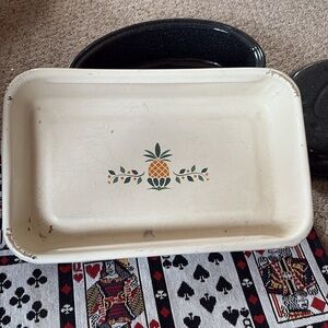 🍍🍍 ENAMELWARE  Rectangular PINEAPPLE  Giant Pan Vintage 50's